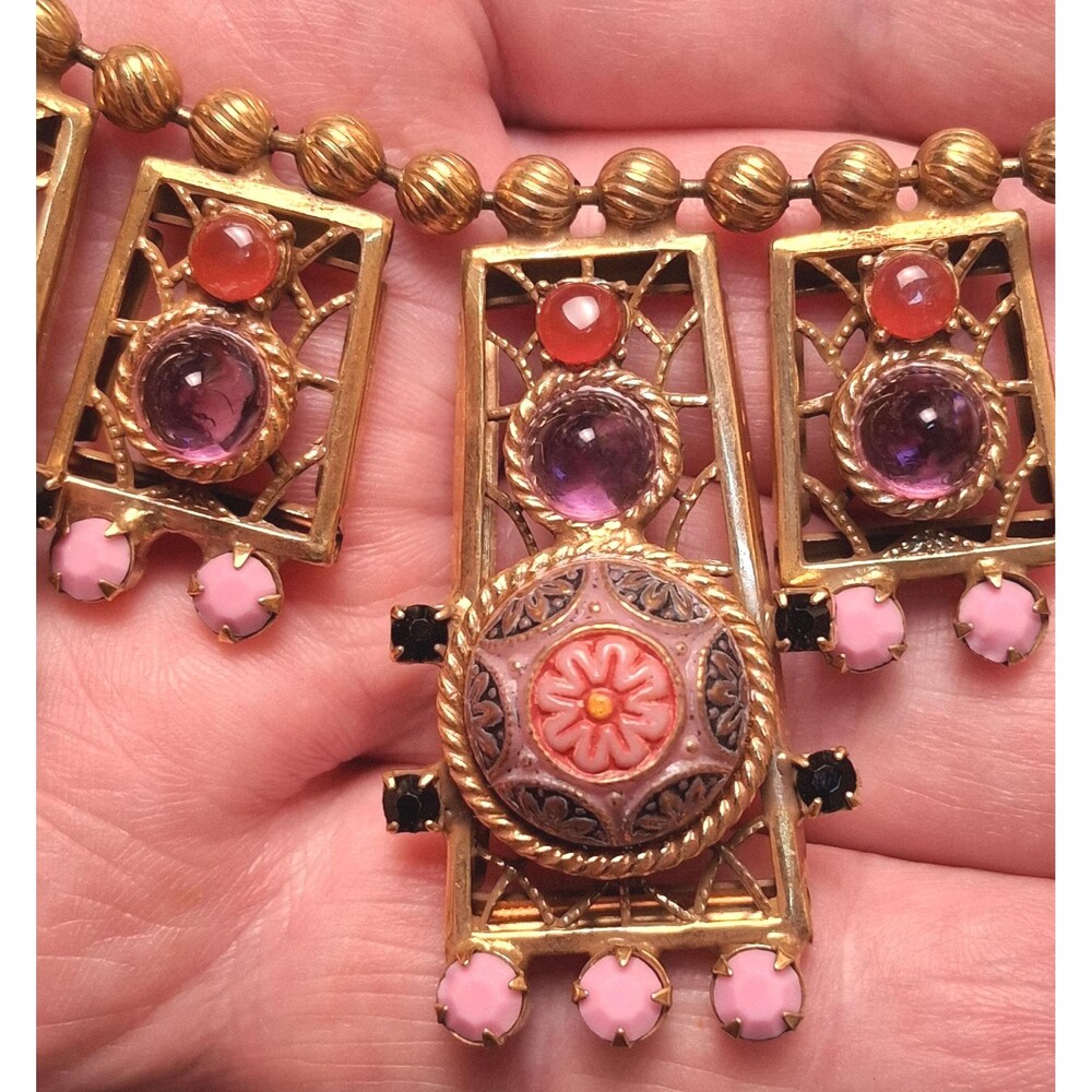 Juliana Moroccan Matrix Necklace Amethyst Carnelian Glass - Picture 8 of 14